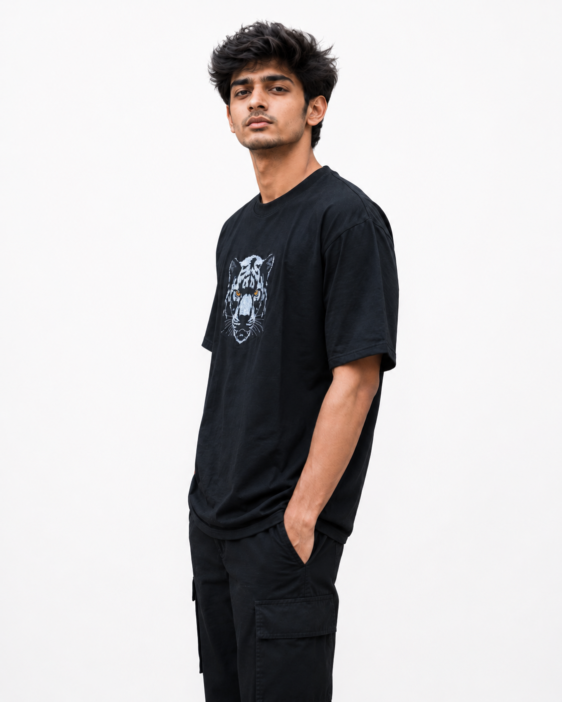 White oversized cotton t-shirt by Wraperers side view