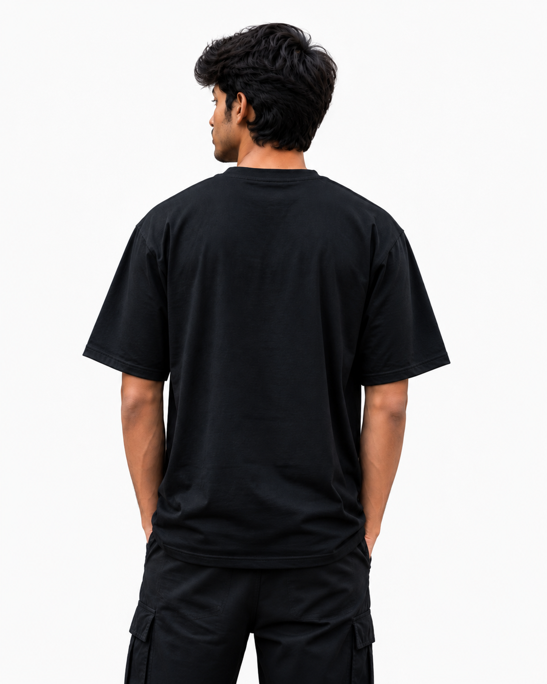 White oversized cotton t-shirt by Wraperers back view