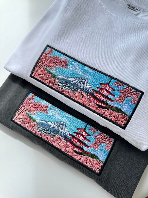 Fuji Sakura Embroidered T-Shirt
