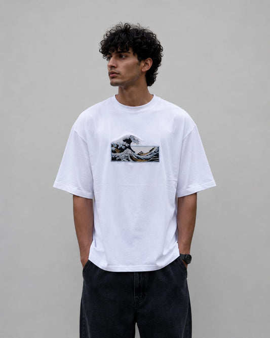 OVERSIZED EMBROIDERY WHITE T-SHIRT
