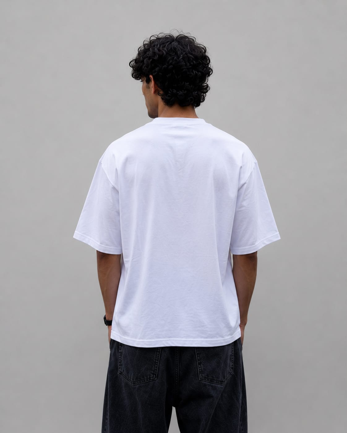 White oversized cotton t-shirt by Wraperers back view