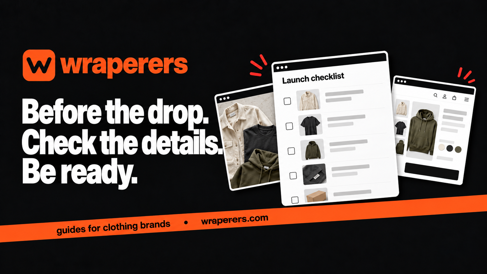 Wraperers launch guide with clothing collection cards a checklist and mobile store