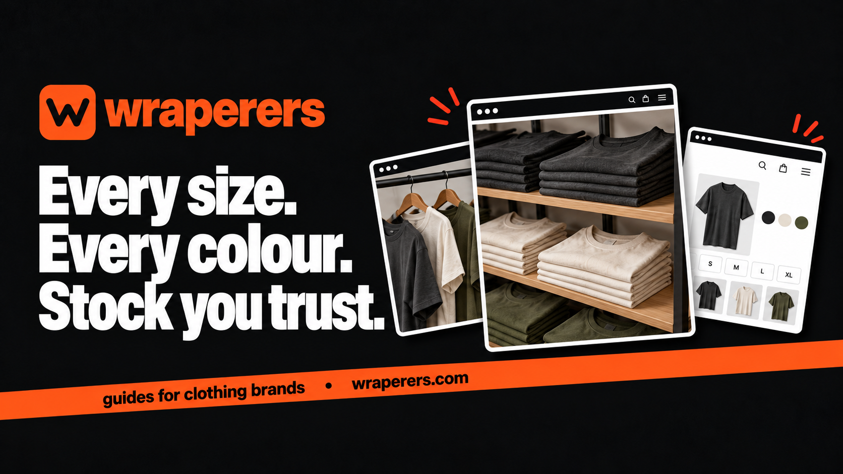 Wraperers inventory guide showing organised clothing shelves and variant stock panels